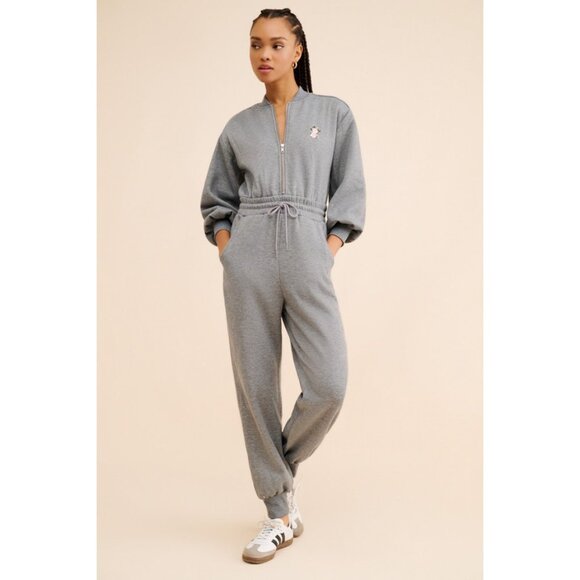FOR LOVE & LEMONS Women's Julie Sweatshirt Jumpsuit Size S In Grey - Picture 1 of 8